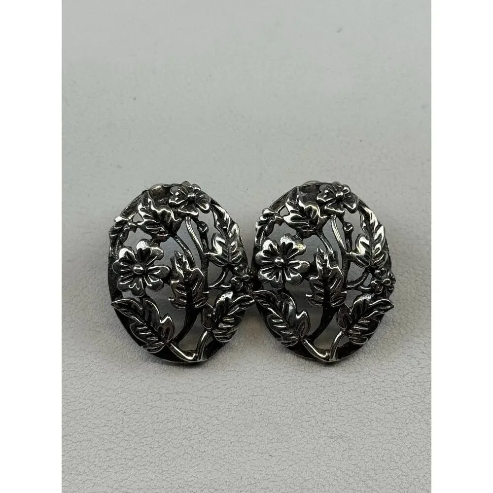 TH-90 Mexico Sterling Silver Pierced Earrings 1.25